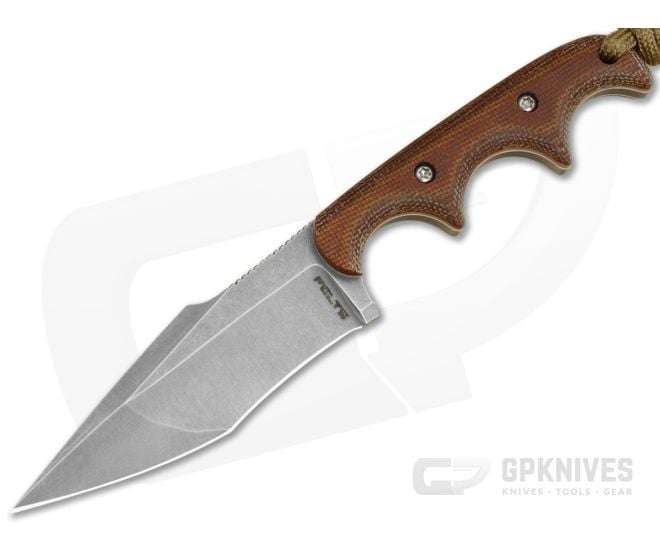 Alan Folts Custom Minimalist Neo Tanto Natural Micarta Tumbled Elmax EDC Fixed Blade Knife (3.06") - CU-5313