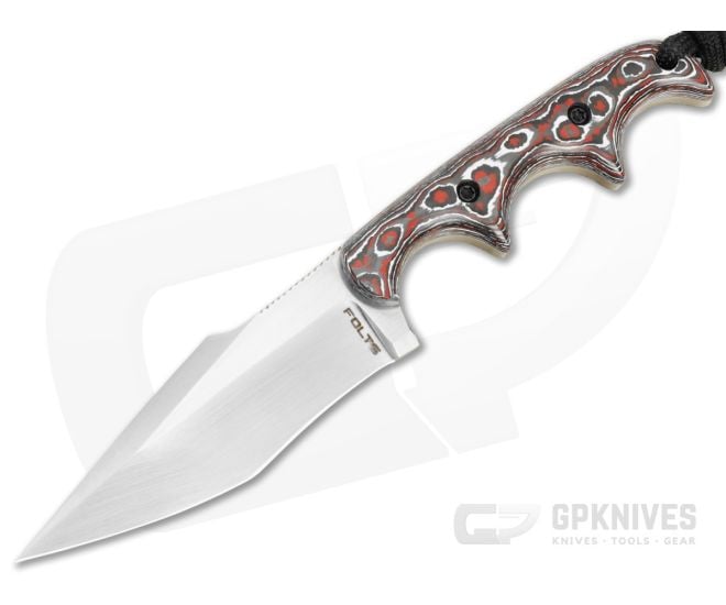 Alan Folts Custom Minimalist Neo Tanto Red/White FatCarbon Hand Rubbed Elmax EDC Fixed Blade Knife (3.06") - CU-5314