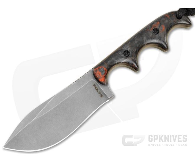 Alan Folts Custom Minimalist Nessmuk Orange FatCarbon Tumbled CPM-154 EDC Fixed Blade Knife (2.98") - CU-5315