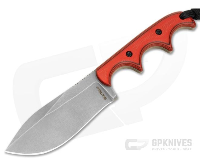 Alan Folts Custom Minimalist Nessmuk Red/Black G10 Tumbled CPM-154 EDC Fixed Blade Knife (2.98") - CU-5316