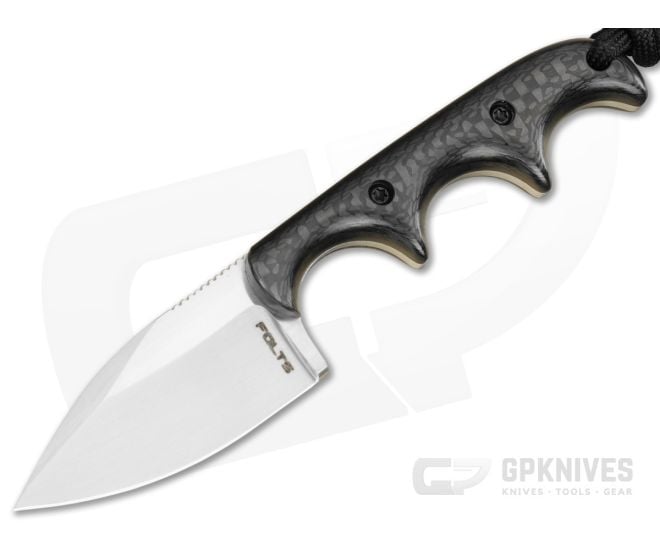 Alan Folts Custom Minimalist Spear Point Carbon Fiber Hand Rubbed CPM-154 EDC Fixed Blade Knife (2.12") - CU-5319