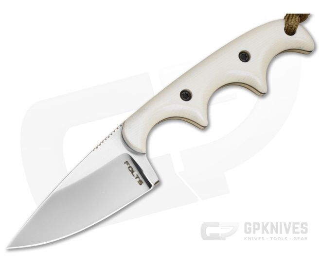 Alan Folts Custom Minimalist Drop Point Ivory White G10 Mirror Polish CPM-154 EDC Fixed Blade Knife (2.15") - CU-5321