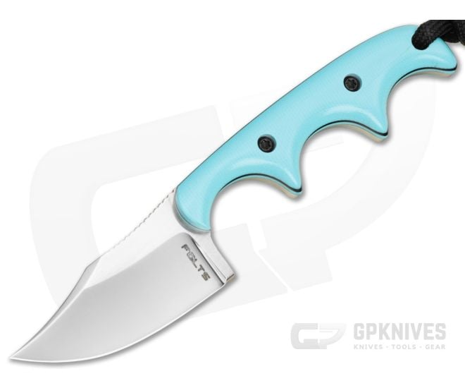 Alan Folts Custom Minimalist Bowie Turquoise G10 Mirror Polish CPM-154 EDC Fixed Blade Knife (2.06") - CU-5323