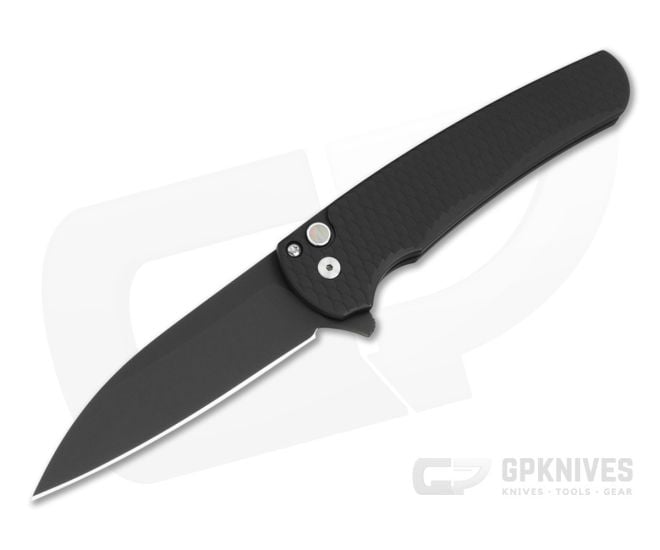 Protech Malibu Wharncliffe Black Dragon Scale Aluminum MagnaCut DLC Black Limited Edition Button Lock Flipper (3.25" Blade) 5336-LTD - PT-5336-LTD