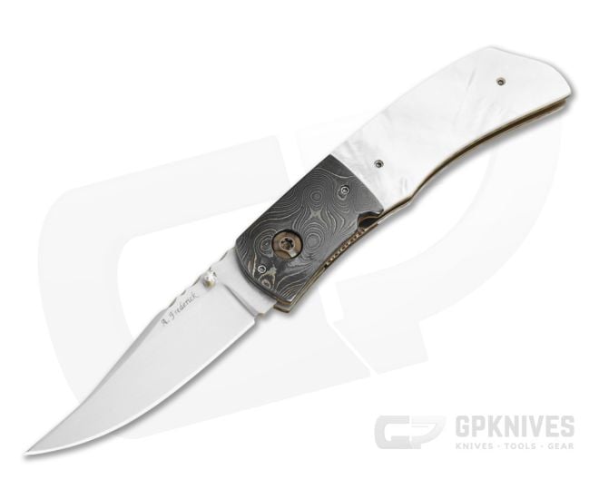 Aaron Frederick Mother of Pearl Damascus Bolster Titanium Liner Lock Custom Folding Knife (3.00") - CU-5336