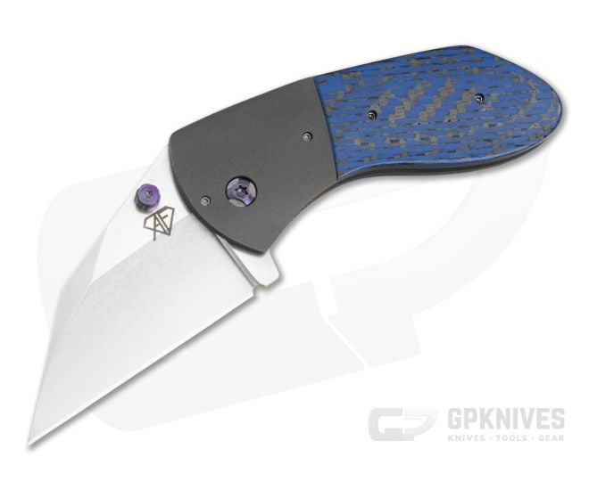 Aaron Frederick F Off 3V Blue Black Carbon Fiber Titanium Liner Lock Custom Folding Knife (3.00") - CU-5339