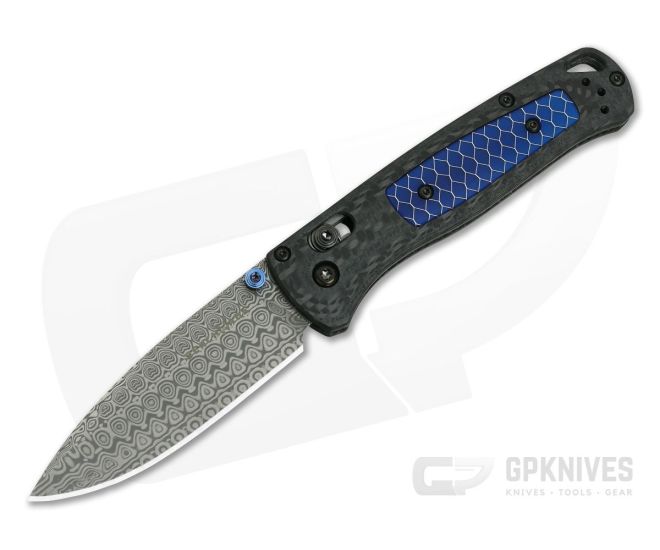 Benchmade 535-191 Bugout Gold Class Ghost Carbon Fiber Blue C-Tek Inlay Damasteel - BM-535-191