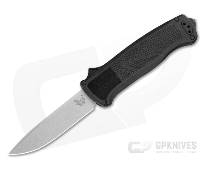 Benchmade 5371-04 Shootout Drop Point Black Grivory S30V Stonewashed OTF Automatic Knife (3.49" Blade) - BM-5371-04