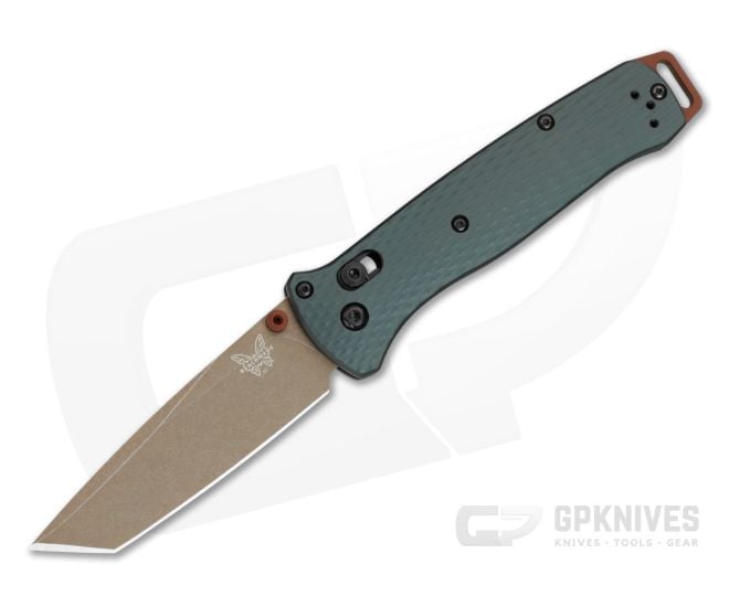 Benchmade 537FE-2601 Bailout Taiga Green Aluminum S90V FDE Battlewash Folding Knife (3.38" Blade) - BM-537FE-2601