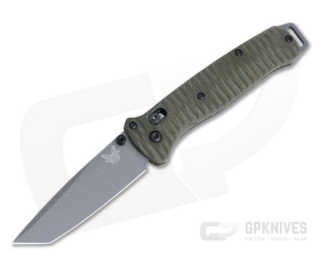 Benchmade Bailout 537GRY Cerakote 3V Grooved Green Micarta Putman Scales - BM-537GY-PBS-011