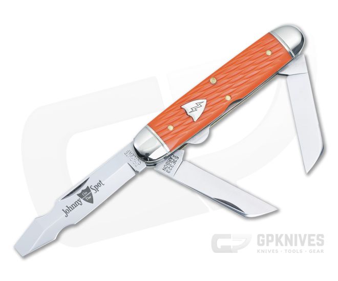 Tidioute #53 Johnny On The Spot Electrician Knife Jigged Orange Delrin 1095 Blades 53E323-JOD - GEC-53E323-JOD