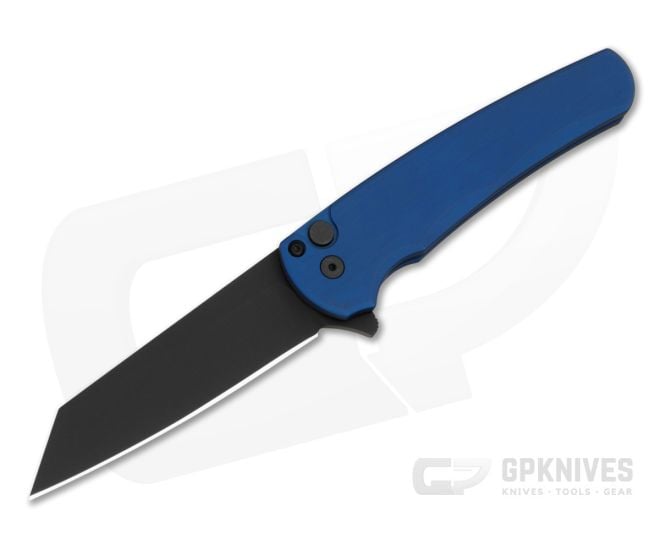 Protech Malibu Reverse Tanto Manual Flipper Blue Aluminum Handle DLC Black Magnacut Folding Knife (3.25") 5403-BLUE - PT-5403-BLUE