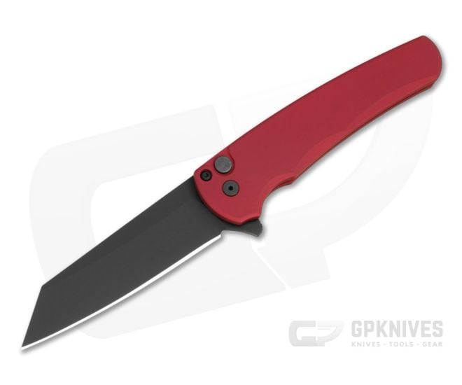 rotech Malibu Reverse Tanto Red Aluminum MagnaCut DLC Black Button Lock Flipper (3.25" Blade) 5403-RED - PT-5403-RED