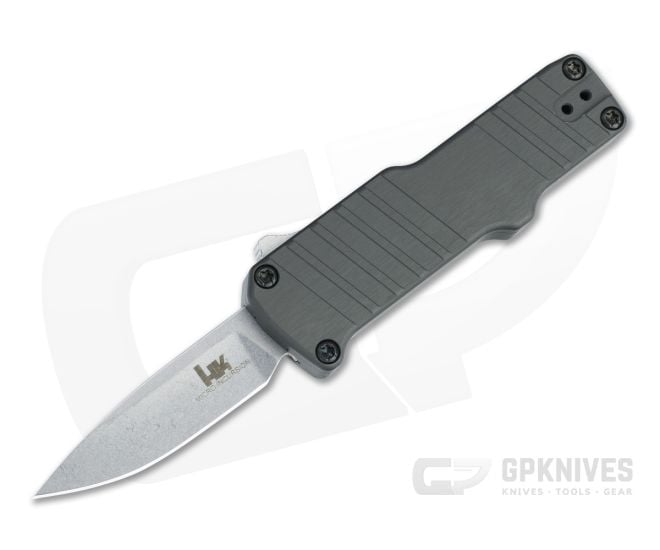 HK Micro Incursion Automatic Gray Aluminum Tumbled Clip Point 54032 - HO-54032