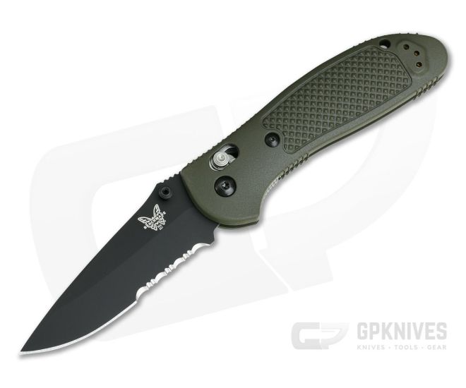 Benchmade 551SBKOD-S30V Griptilian Olive Drab Drop Point Black Serrated - BM-551SBKOD-S30V