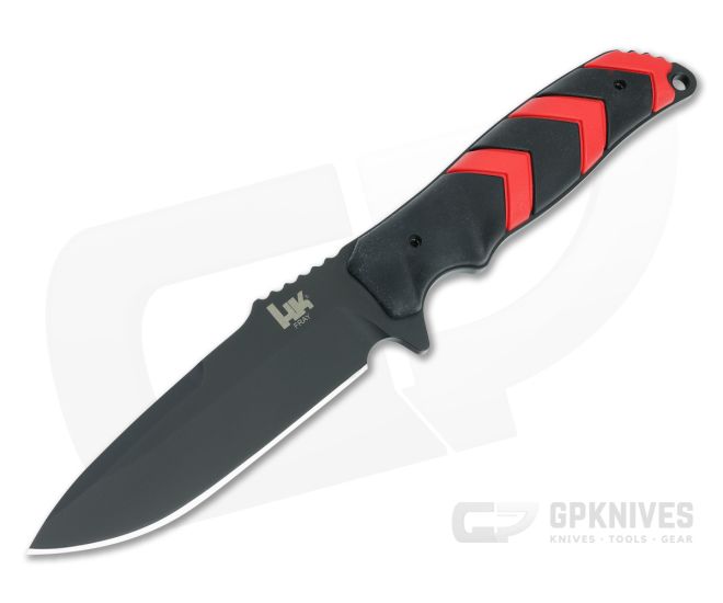 HK Fray Fixed Blade Black Clip Point Red/Black Handle - HO-55252