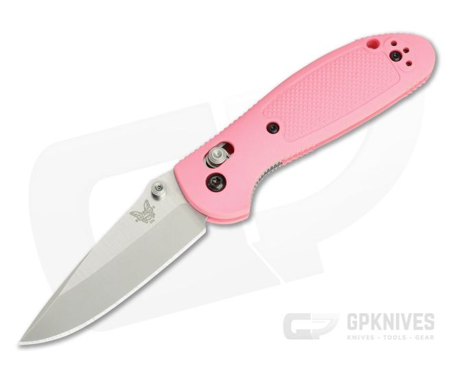 Benchmade 556-PNK-S30V Mini Griptilian Pink Drop Point Satin Plain - BM-556-PNK-S30V