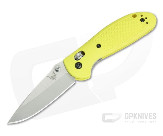 Benchmade 556-YEL-S30V Mini Griptilian Yellow Drop Point Satin Plain - BM-556-YEL-S30V