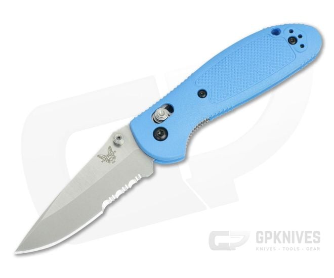 Benchmade 556S-BLU-S30V Mini Griptilian Blue Drop Point Satin Plain - BM-556S-BLU-S30V