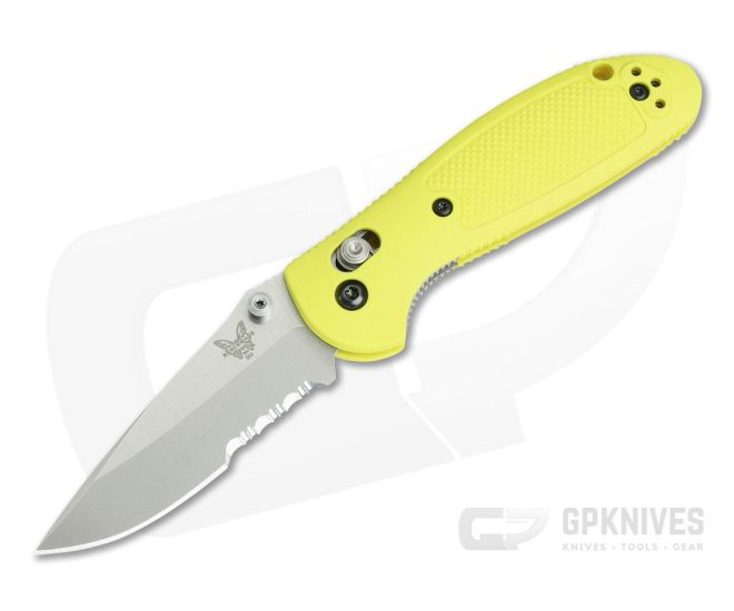 Benchmade 556S-YEL-S30V Mini Griptilian Yellow Drop Point Satin Plain - BM-556S-YEL-S30V
