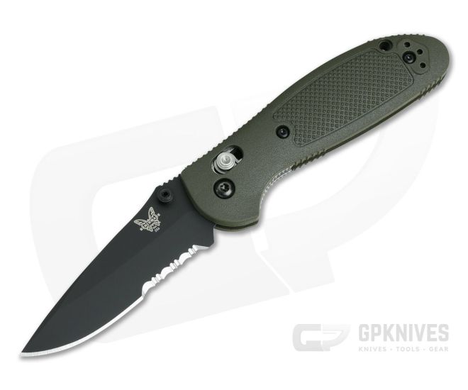 Benchmade 556SBKOD-S30V Mini Griptilian Olive Drab Drop Point Black Serrated - BM-556SBKOD-S30V
