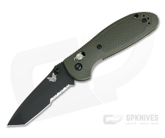 Benchmade 557SBKOD-S30V Mini Griptilian Olive Drab Tanto Point Black Serrated - BM-557SBKOD-S30V