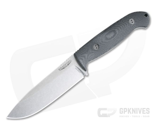 Bradford Knives Guardian5.5 3D Black Micarta Sabre Grind Stonewash 3V - BK-55S-101