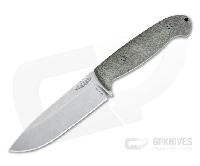 Bradford Knives Guardian5.5 3D OD Green Micarta Sabre Grind Stonewash 3V - BK-55S-102
