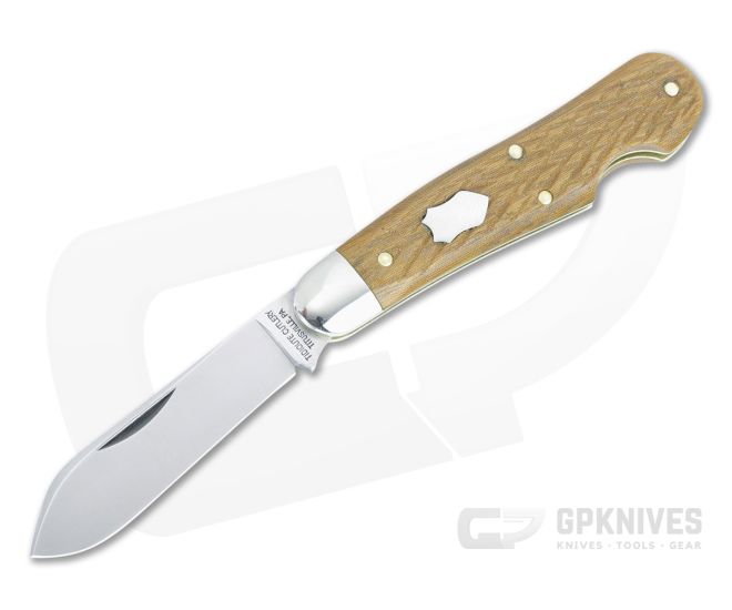 Tidioute #56 Dogleg Jack Easy Open 1095 Spear Blade Jigged Natural Linen Micarta Handles 562123EO-JNLM - GEC-562123EO-JNLM