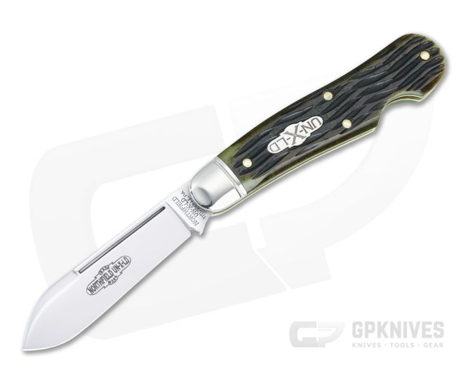 Northfield #56 Dogleg Jack Easy Open 1095 Spear Blade Avocado Jigged Bone Handles 562123EO-AJB - GEC-562123EO-AJB