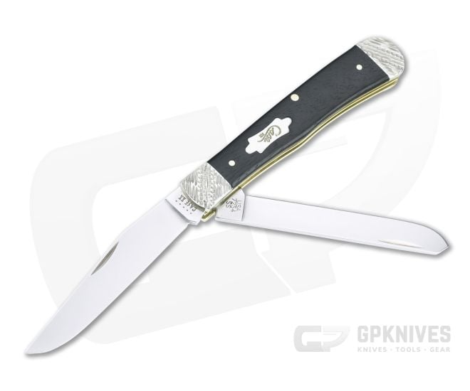 Case Trapper Worked Bolsters Smooth Ebony Wood Slip Joint Folder 59670 - CA-59670