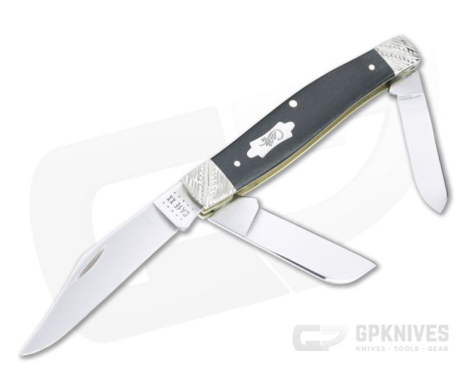 Case Large Stockman Worked Bolsters Smooth Ebony Wood Slip Joint Folder 59673 - CA-59673