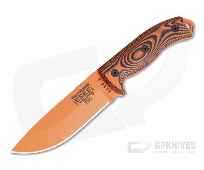 ESEE 5 Orange Blade 3D Orange/Black G10 Handles Fixed Blade 5POR-006 - ESEE-5POR-006