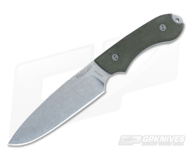 Bradford Knives Guardian5 3D OD Micarta Sabre Grind Stonewash 3V - BK-5S-102