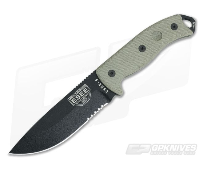 ESEE 5S Serrated Black with Black Kydex Sheath - ESEE-5S-E