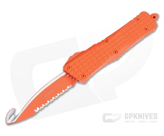 Microtech Combat Troodon HS Rescue Tool Orange Aluminum Handle Serrated M390 Rescue Blade 601-3CORHS - MT-601-3CORHS