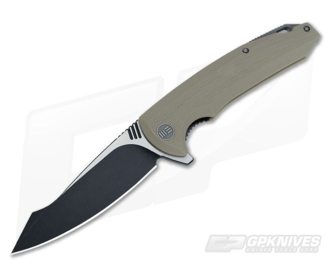 WE Knife Co 617E Flipper Tan G10 Black-Satin D2 - WE-617E