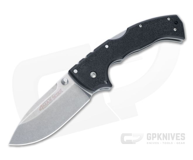 Cold Steel 4-Max Scout Demko Stonewashed AUS10A Black Griv-Ex Tri-Ad Lock Folder 62RQ - CS-62RQ