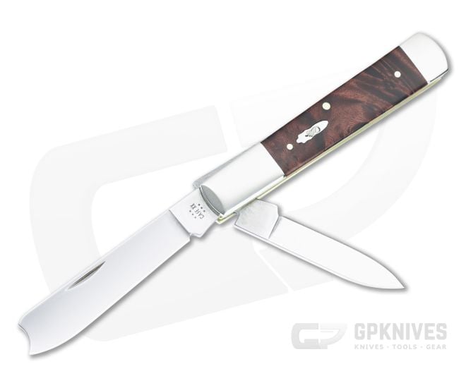 Case Razor Slip Joint Brown Maple Burl Wood 64058 - CA-64058
