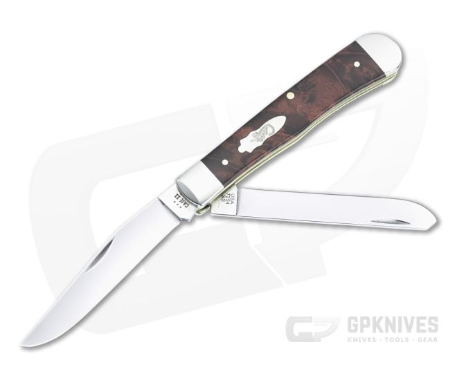 Case Trapper Smooth Brown Maple Burl Wood Slip Joint Folder 64060 - CA-64060