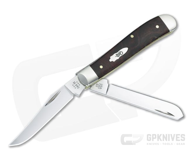 Case Mini Trapper Smooth Brown Maple Burl Wood Slip Joint 64062 - CA-64062