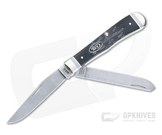 Case Trapper Jigged Buffalo Horn Handle Stonewash S35VN Blades 65090 - CA-65090