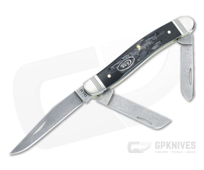 Case Medium Stockman Jigged Buffalo Horn Handle Stonewash S35VN Blades 65091 - CA-65091