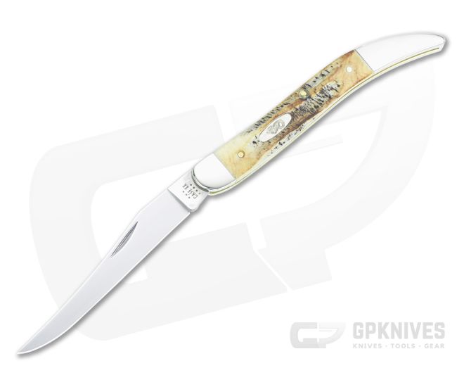 Case Medium Texas Toothpick 6.5 BoneStag Slip Joint Folder 65328 - CA-65328