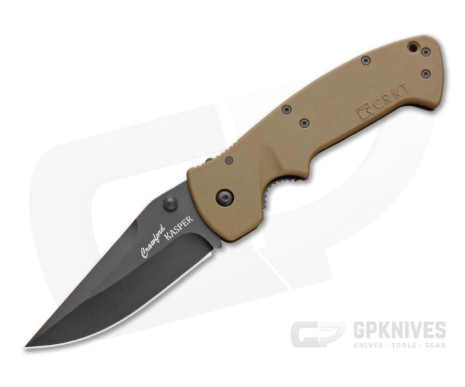 CRKT Crawford Kasper Black Plain Folder OD Green Zytel Handle 6773KOD - CRKT-6773KOD