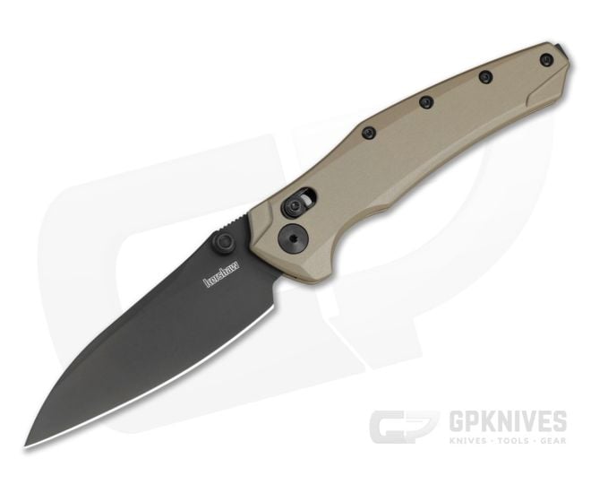Kershaw Bareknuckle DuraLock Flat Dark Earth Aluminum MagnaCut Black PVD Folding Knife (3.50" Blade) 6777FDEBLK - KS-6777FDEBLK