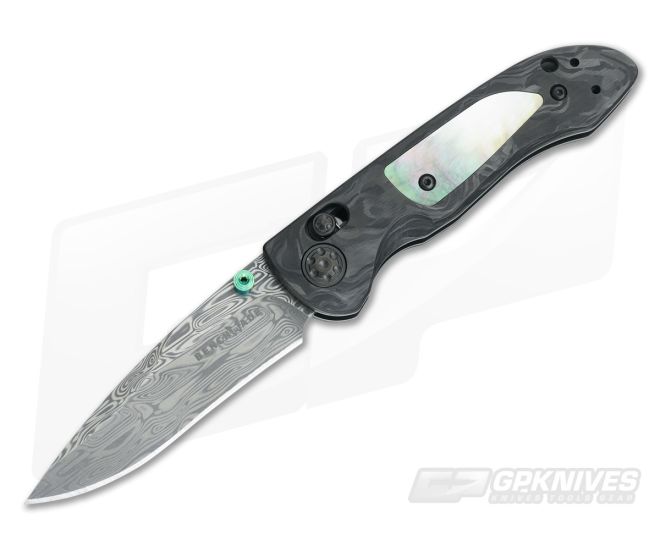 Benchmade 698-181 Gold Class Foray Axis Folder Damasteel Mother of Pearl and Marbled Carbon Fiber - BM-698-181