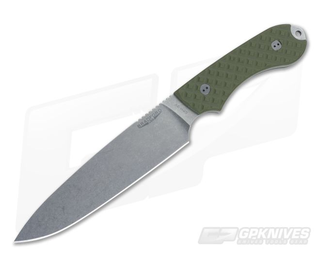 Bradford Knives Guardian6 OD Green Flat Grind Stonewash 3V - BK-6FH-002