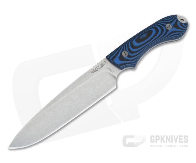 Bradford Knives Guardian6 Sabre Stonewashed 3V 3D Blue/Black G10 - BK-6S-113