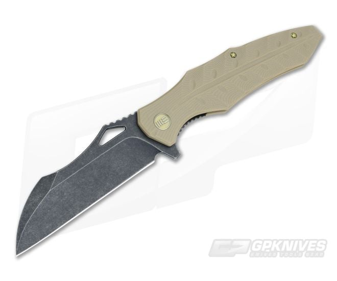 WE Knife Co 701C Flipper Tan G10 Black Stonewash D2 - WE-701C